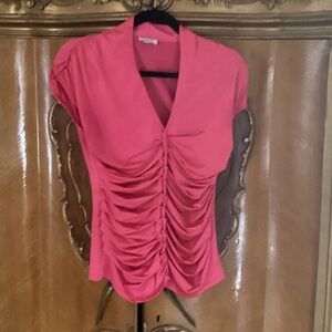 Cache Vintage Pink V-Neck w/ Center Ruching